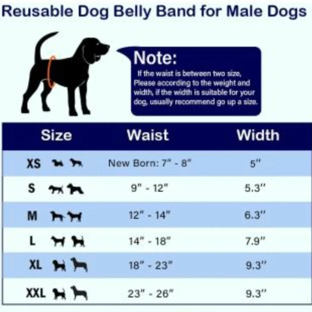 Five Washable Reusable Belly Band Male Dog Diapers XS